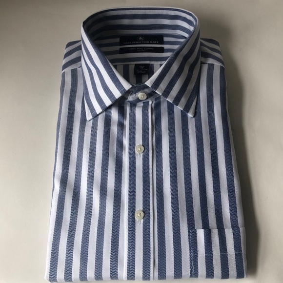 Hart Schaffner Marx Dress Shirts Navy Multi 16.5 33 New - Picture 1 of 10